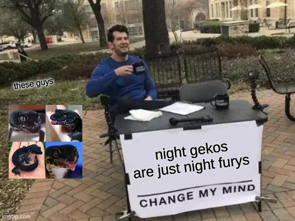 Change My Mind Meme | these guys; night gekos are just night furys | image tagged in memes,change my mind | made w/ Imgflip meme maker