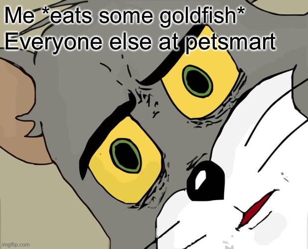 Ummmm | Me *eats some goldfish*; Everyone else at petsmart | image tagged in memes,unsettled tom | made w/ Imgflip meme maker