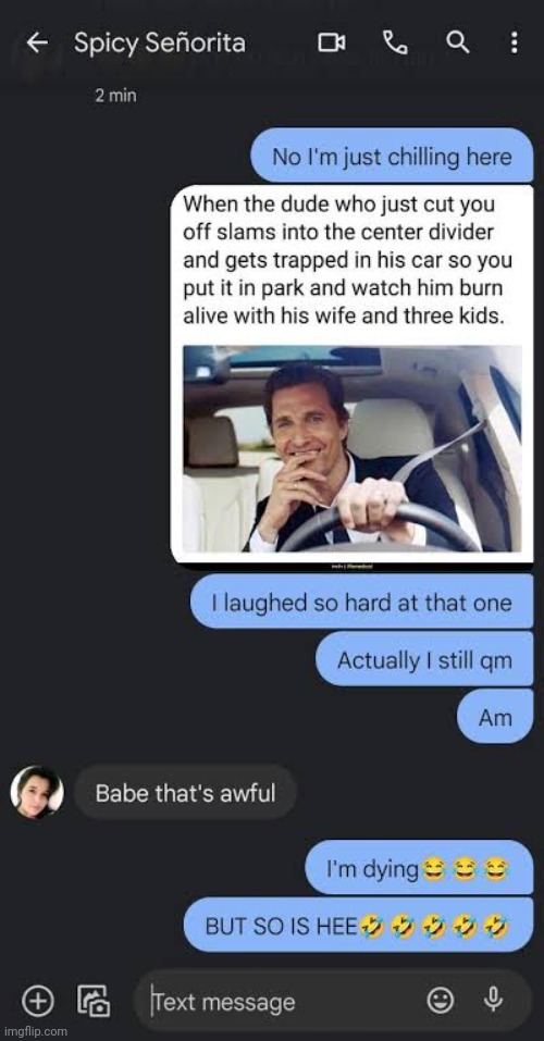 i actually barely survived and instead of crying I make meme about it | image tagged in dark humor,cars,driving,rude,justis,spicy senorita | made w/ Imgflip meme maker