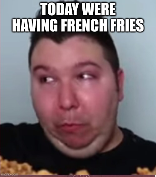 mrs bamboo sandwich | TODAY WERE HAVING FRENCH FRIES | image tagged in funny | made w/ Imgflip meme maker