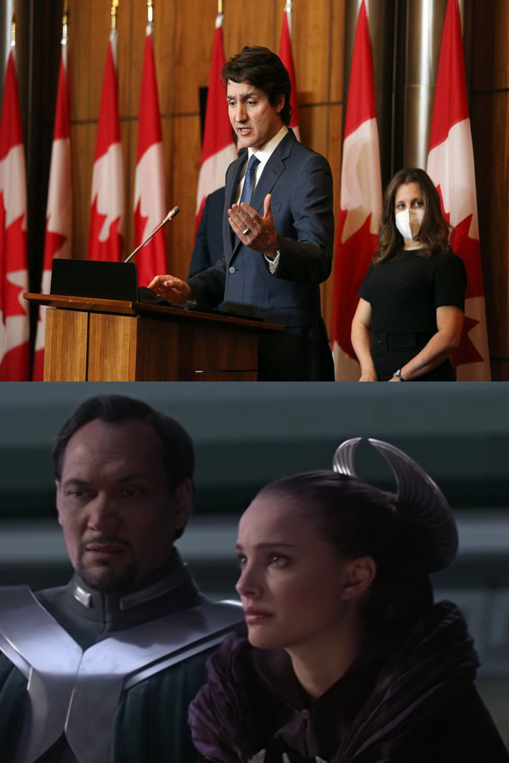 Justin Trudeau vs Padme Blank Meme Template