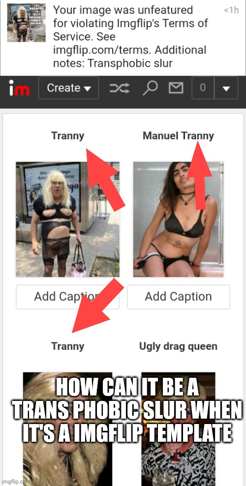 HOW CAN IT BE A TRANS PHOBIC SLUR WHEN IT'S A IMGFLIP TEMPLATE | made w/ Imgflip meme maker