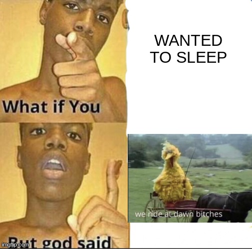 angery | WANTED TO SLEEP | image tagged in what if you-but god said | made w/ Imgflip meme maker
