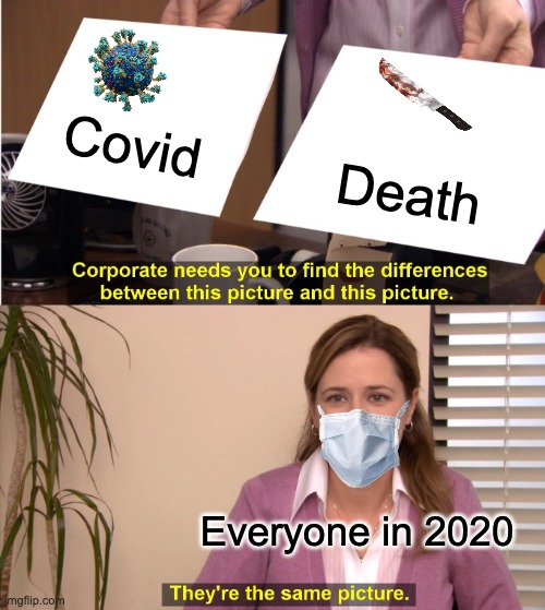 They're The Same Picture Meme | Covid; Death; Everyone in 2020 | image tagged in memes,they're the same picture | made w/ Imgflip meme maker