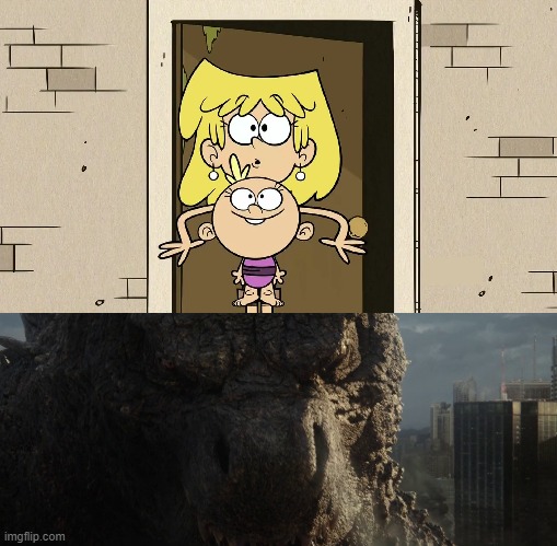 Lori and Lily see Monsterverse Godzilla | image tagged in godzilla,the loud house | made w/ Imgflip meme maker