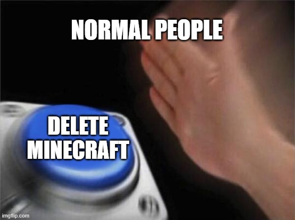 Blank Nut Button | NORMAL PEOPLE; DELETE MINECRAFT | image tagged in memes,blank nut button | made w/ Imgflip meme maker