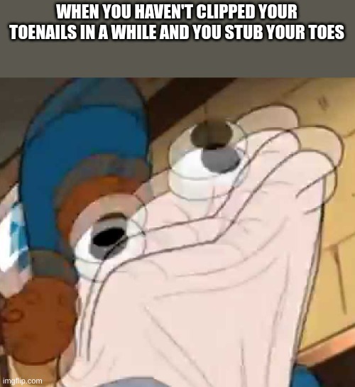 *sock Dipper intensifies* |  WHEN YOU HAVEN'T CLIPPED YOUR TOENAILS IN A WHILE AND YOU STUB YOUR TOES | image tagged in sock dipper intensifies | made w/ Imgflip meme maker