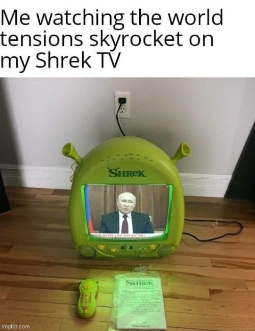 The perfect TV | image tagged in shrek,russia,ukraine,memes,funny | made w/ Imgflip meme maker