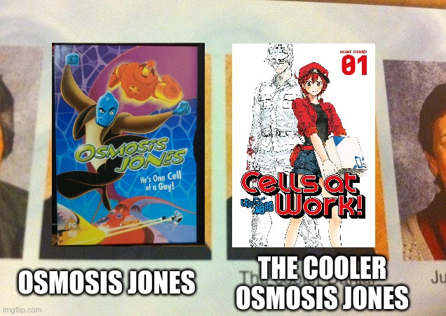 unpopular opinion but | THE COOLER OSMOSIS JONES; OSMOSIS JONES | image tagged in the cooler daniel,cells at work,anime,anime meme,osmosis jones | made w/ Imgflip meme maker