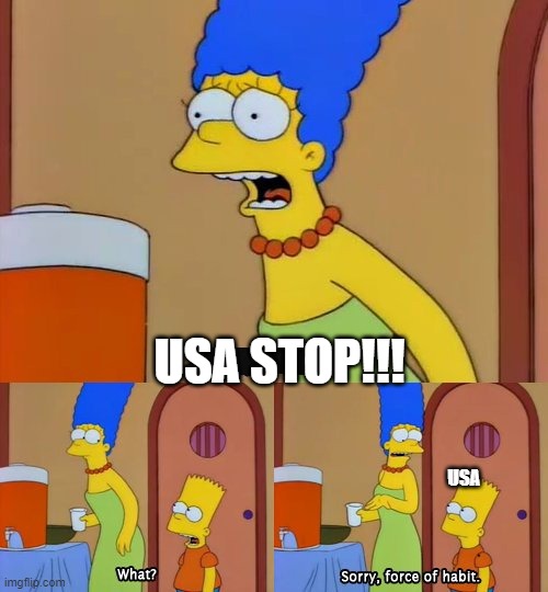Simpsons bart no | USA STOP!!! USA | image tagged in simpsons bart no | made w/ Imgflip meme maker