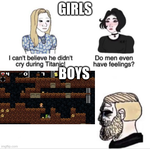 :( |  GIRLS; BOYS | image tagged in girls vs boys sad meme template | made w/ Imgflip meme maker