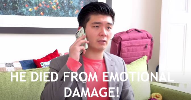 HE DIED FROM EMOTIONAL DAMAGE Blank Meme Template