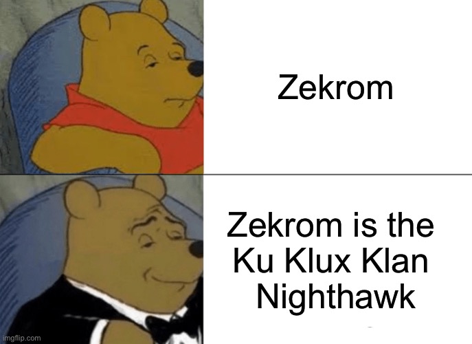Zekrom Pokemon KKK / Ku Klux Klan Pokemon Day 2022 Meme | Zekrom; Zekrom is the 
Ku Klux Klan 
Nighthawk | image tagged in zekrom,pokemon,kkk,pokemon day,pokemon day 2022,ku klux klan | made w/ Imgflip meme maker