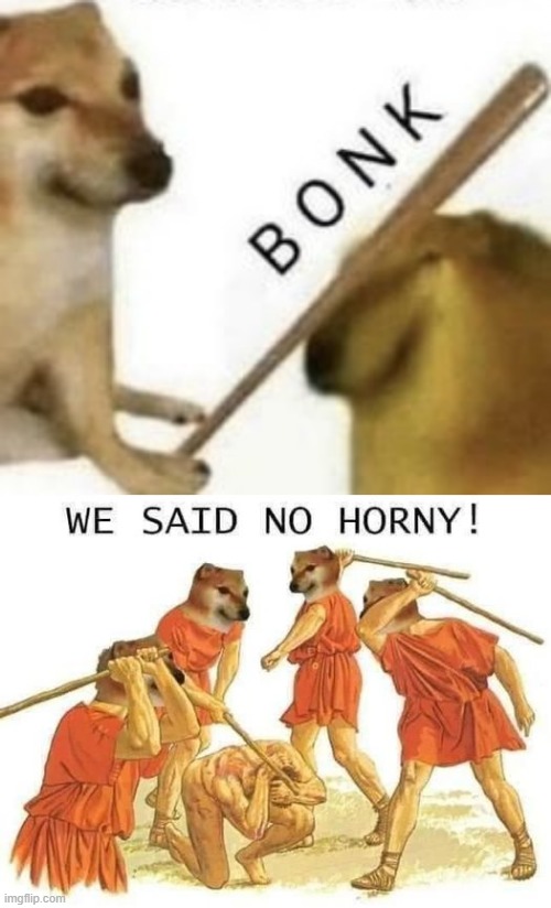 image tagged in bonk,we said no horny | made w/ Imgflip meme maker