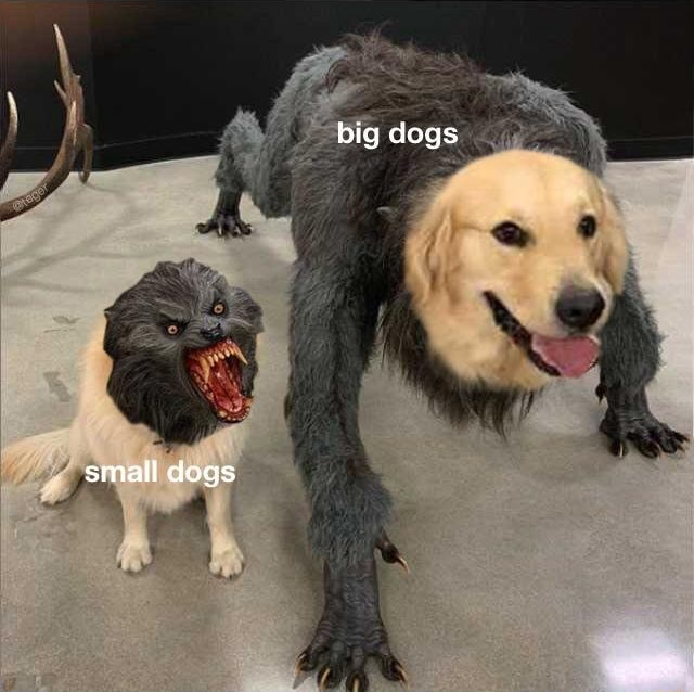 Big Dog Small Werewolf Face Swap Blank Meme Template