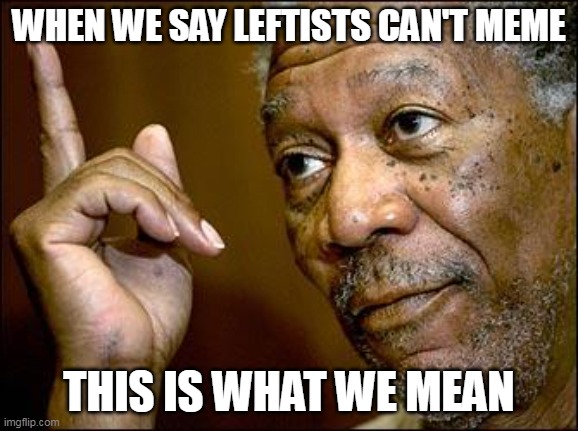 This Morgan Freeman | WHEN WE SAY LEFTISTS CAN'T MEME THIS IS WHAT WE MEAN | image tagged in this morgan freeman | made w/ Imgflip meme maker