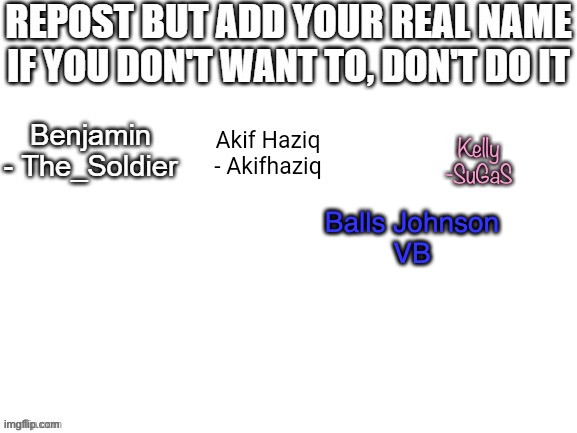 Balls Johnson
VB | made w/ Imgflip meme maker