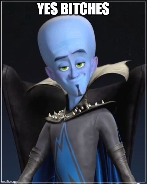 Megamind | YES BITCHES | image tagged in megamind | made w/ Imgflip meme maker