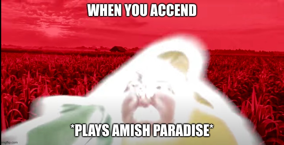 WHEN YOU ACCEND; *PLAYS AMISH PARADISE* | image tagged in corn | made w/ Imgflip meme maker
