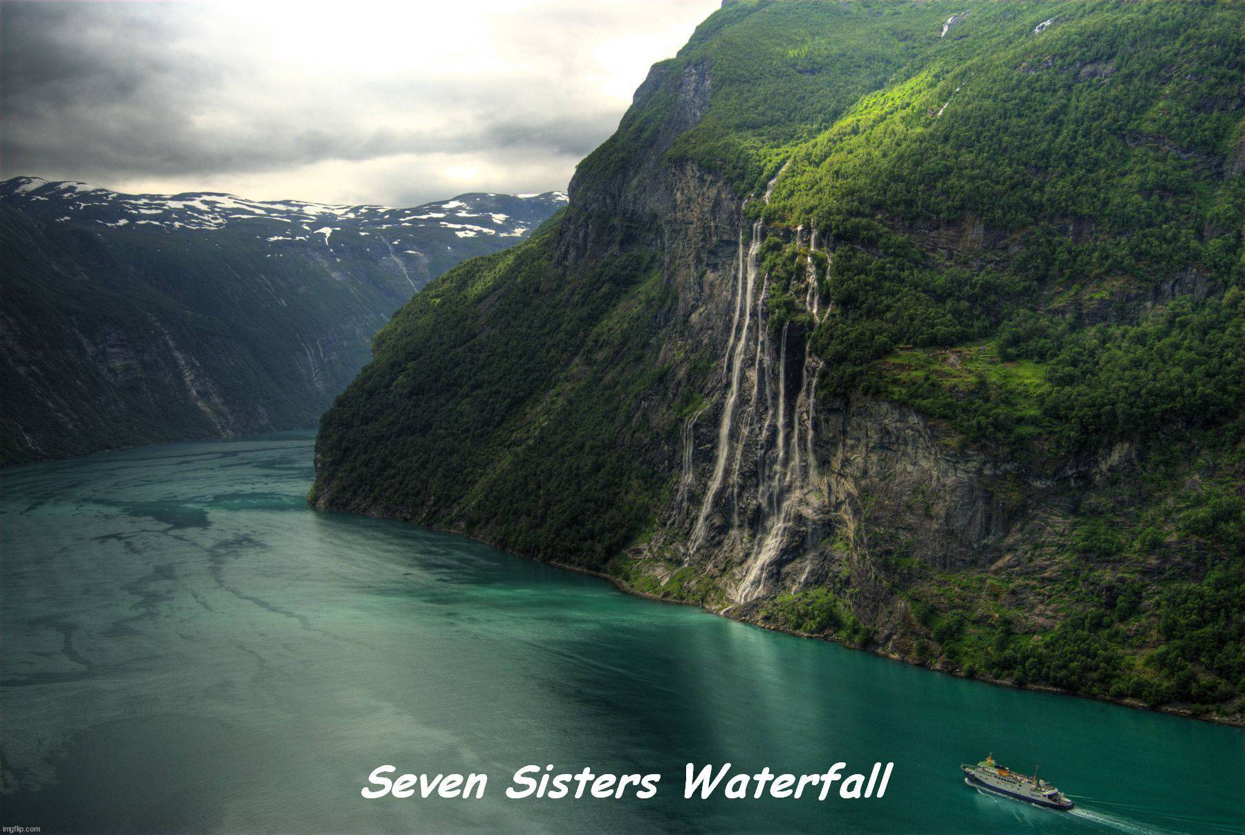 seven sisters waterfall | image tagged in awesome | made w/ Imgflip meme maker