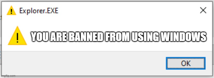 why | YOU ARE BANNED FROM USING WINDOWS | image tagged in error | made w/ Imgflip meme maker