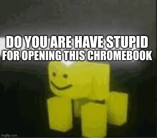 do you are have stupid | FOR OPENING THIS CHROMEBOOK; DO YOU ARE HAVE STUPID | image tagged in do you are have stupid | made w/ Imgflip meme maker
