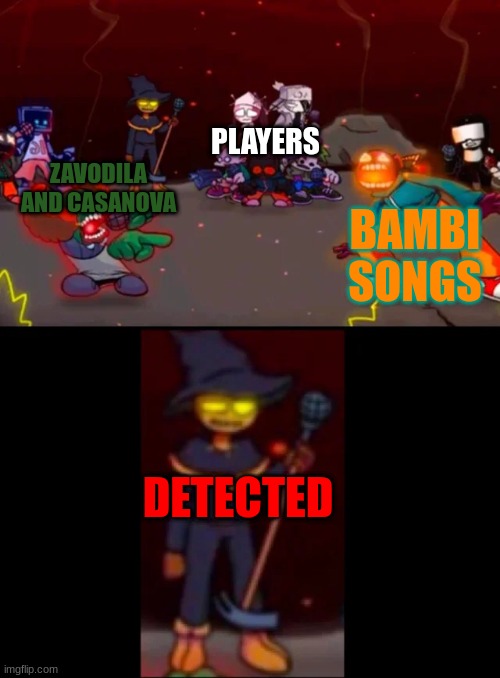 It's not Zardy's dissapointment, it's fingers' pure suffering |  PLAYERS; BAMBI SONGS; ZAVODILA AND CASANOVA; DETECTED | image tagged in zardy's pure dissapointment | made w/ Imgflip meme maker