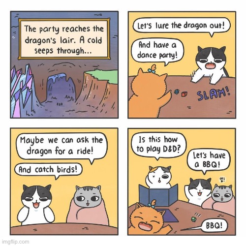 When Kitties Play D&D | image tagged in funny memes,comics/cartoons,dungeons and dragons | made w/ Imgflip meme maker