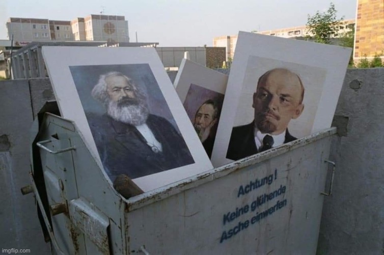 Marx and Lenin in dumpster | image tagged in marx and lenin in dumpster | made w/ Imgflip meme maker