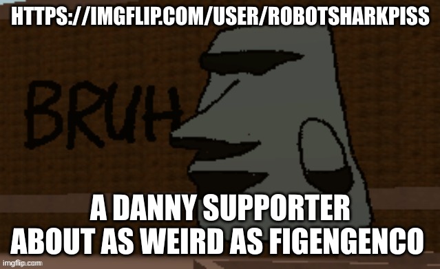 https://imgflip.com/user/RobotSharkPiss | HTTPS://IMGFLIP.COM/USER/ROBOTSHARKPISS; A DANNY SUPPORTER ABOUT AS WEIRD AS FIGENGENCO | image tagged in bruh | made w/ Imgflip meme maker