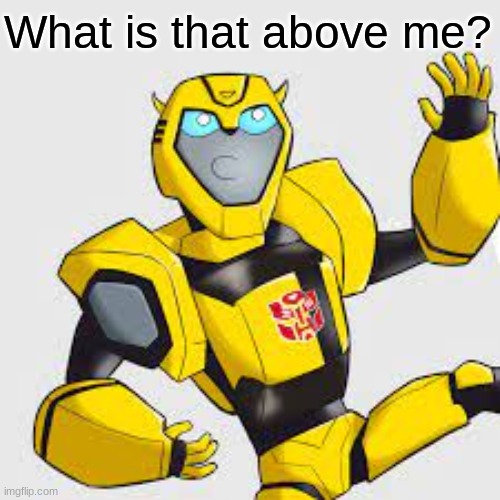 What is it? | What is that above me? | image tagged in bumblebee,transformers | made w/ Imgflip meme maker