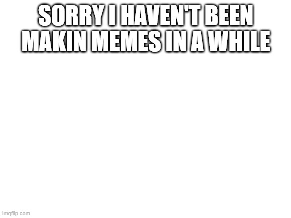 Cringe Apology meme | SORRY I HAVEN'T BEEN MAKIN MEMES IN A WHILE | image tagged in blank white template | made w/ Imgflip meme maker