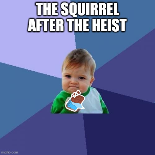 Success Kid Meme | THE SQUIRREL AFTER THE HEIST | image tagged in memes,success kid | made w/ Imgflip meme maker