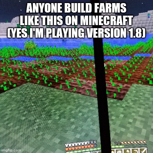 ANYONE BUILD FARMS LIKE THIS ON MINECRAFT (YES I'M PLAYING VERSION 1.8) | made w/ Imgflip meme maker