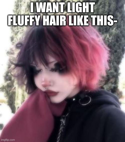 i wish my stupid hair wasnt curly | I WANT LIGHT FLUFFY HAIR LIKE THIS- | made w/ Imgflip meme maker