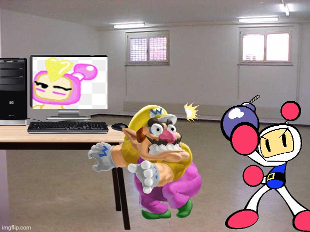 Wario makes a fetish out of Pretty Bomber and dies by Bomberman | image tagged in empty room,wario dies,wario,bomberman | made w/ Imgflip meme maker