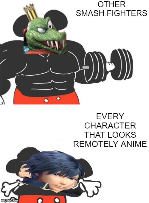 Byleth sucks donkey balls. | OTHER SMASH FIGHTERS; EVERY CHARACTER THAT LOOKS REMOTELY ANIME | image tagged in donkey kong,fire emblem,super smash bros,smash bros,buff mickey mouse,king k rool | made w/ Imgflip meme maker