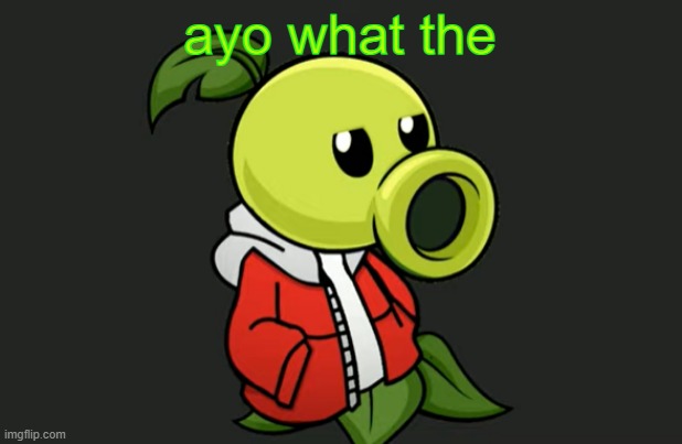 Peashooter Sans | ayo what the | image tagged in peashooter sans | made w/ Imgflip meme maker