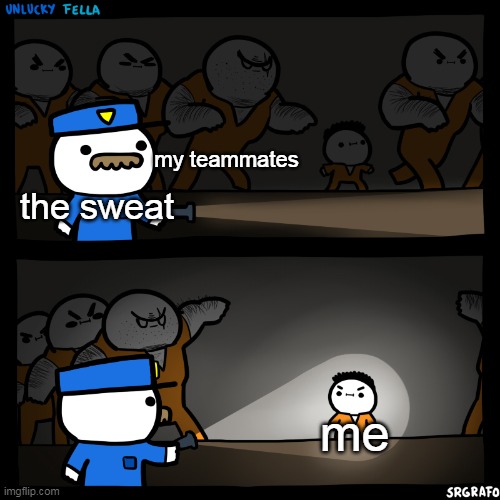 gaming B) | my teammates; the sweat; me | image tagged in flashlight pointed at child | made w/ Imgflip meme maker