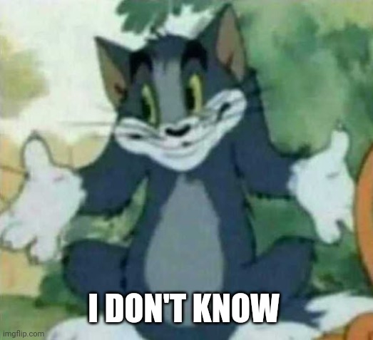 tom i dont know meme | I DON'T KNOW | image tagged in tom i dont know meme | made w/ Imgflip meme maker