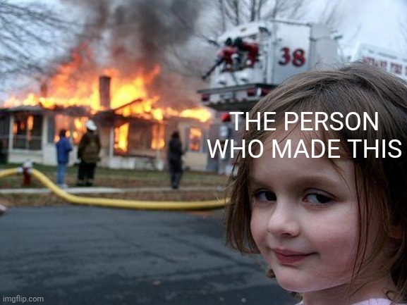 Disaster Girl Meme | THE PERSON WHO MADE THIS | image tagged in memes,disaster girl | made w/ Imgflip meme maker