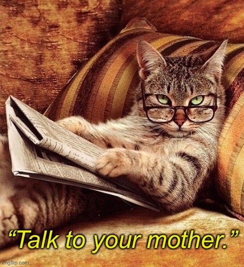 “Talk to your mother.” | made w/ Imgflip meme maker