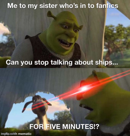Why the obsession tho | image tagged in fanfics,shrek,funnymeme,sisters,shrek for five minutes,shipping | made w/ Imgflip meme maker