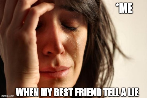 First World Problems | *ME; WHEN MY BEST FRIEND TELL A LIE | image tagged in memes,first world problems | made w/ Imgflip meme maker