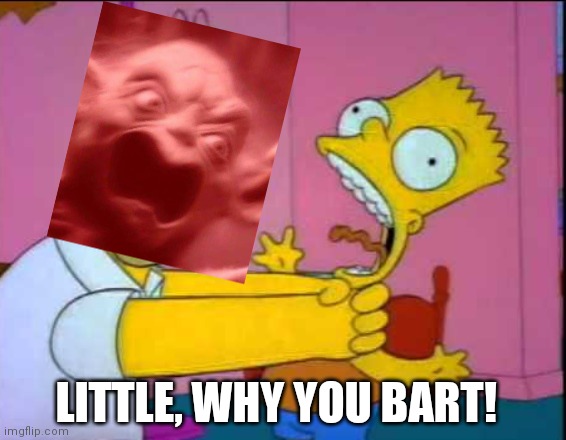 Yoda strangles Bart | LITTLE, WHY YOU BART! | image tagged in homer strangling bart,yoda | made w/ Imgflip meme maker