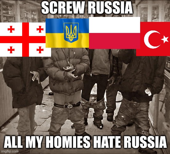 Screw them Ruskies | SCREW RUSSIA; ALL MY HOMIES HATE RUSSIA | image tagged in all my homies hate | made w/ Imgflip meme maker