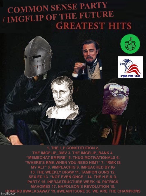 CSP/IOF GREATEST HITS. WE ARE THE CHAMPIONS | image tagged in c,s,p,i,o,f | made w/ Imgflip meme maker