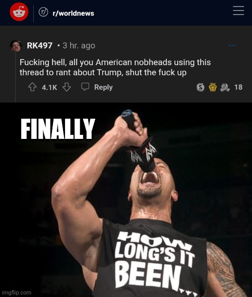 Russia and Ukraine are at war and Americans are still talking shite about trump and jan 6 | FINALLY | image tagged in the rock finally,russia,ukraine,reddit,americans | made w/ Imgflip meme maker