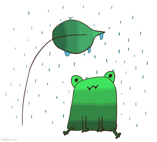 I drew a froggy in the rain :3 | image tagged in frog,rain | made w/ Imgflip meme maker