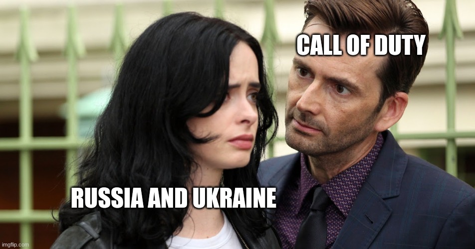 Yikes | CALL OF DUTY; RUSSIA AND UKRAINE | image tagged in jessica jones death stare,ww3 | made w/ Imgflip meme maker